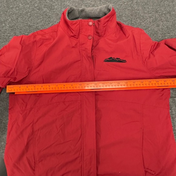 LL Bean Red Fleece Lined Jacket with Mountain Logo Size XL Hiking Winter Warm - Picture 14 of 16